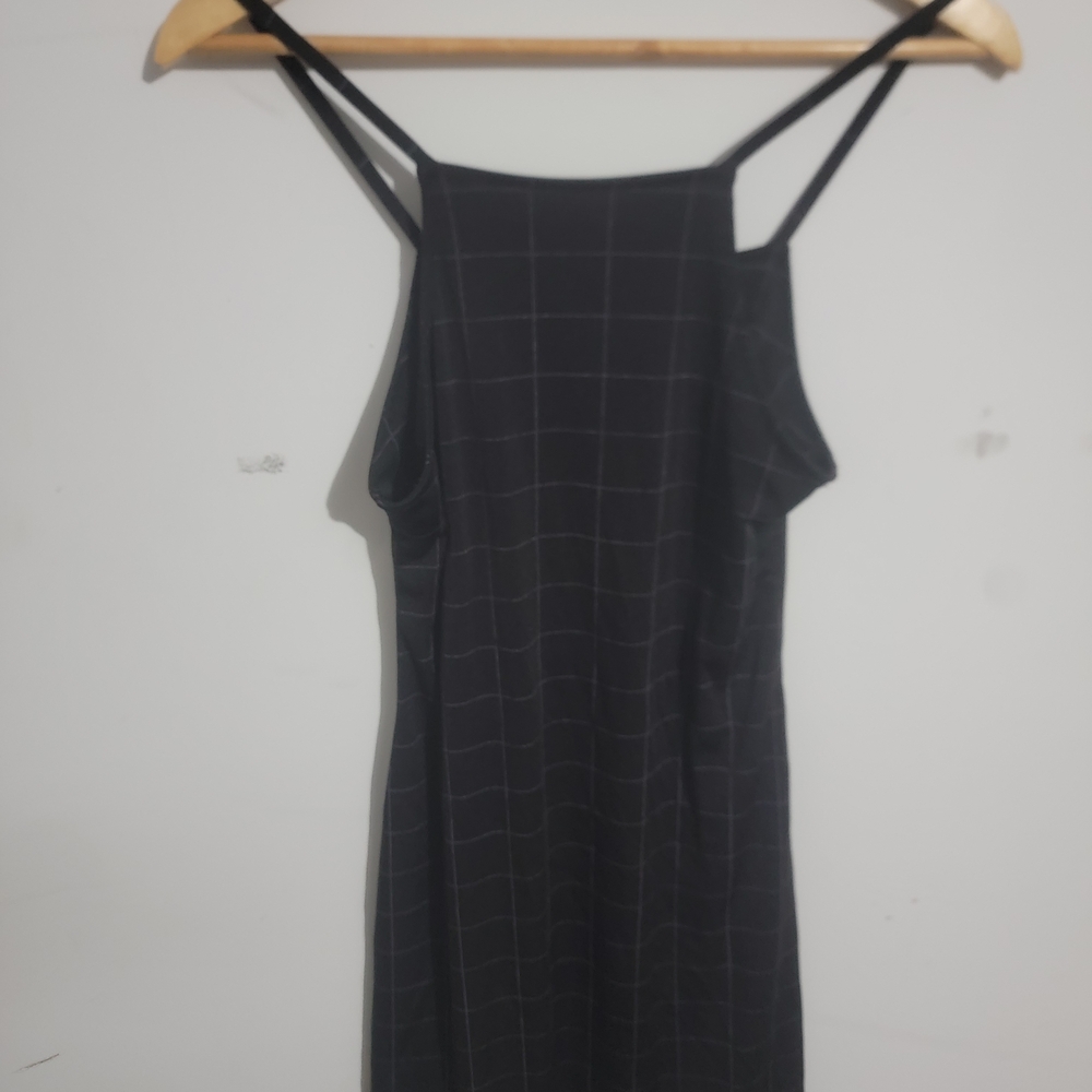 Elegant Black Grid Pattern Dress